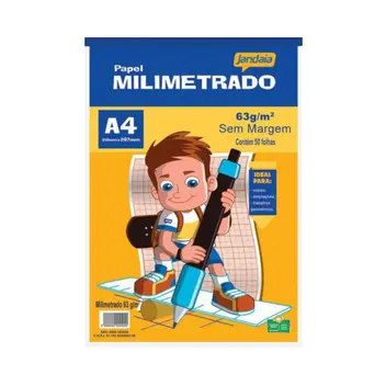 BLOCO PAPEL A-4 MILIMETRADO 63G 50FLS JANDAIA