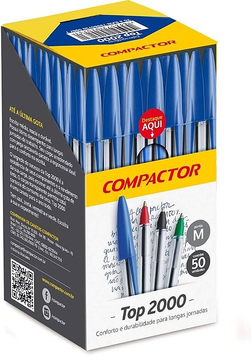 CANETA ESFEROGRAFICA COMPACTOR ECONOMIC AZUL C/50