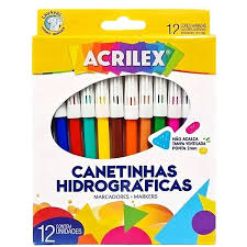 CANETA HIDROCOR 12 CORES ACRILEX
