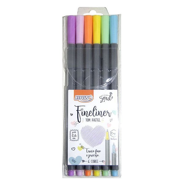 CANETINHA HIDROGRAFICA FINE LINER 0.4MM - COR PASTEL - BLISTER C/ 6UN