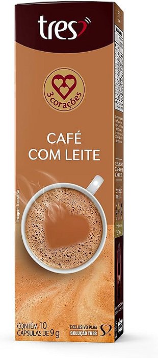 CAPSULA CAFE C/LEITE TRES NOVA FORMULA COM 10 CAP 9G