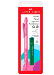 LAPISEIRA BUBBLE PASTEL ROSA 0.7MM + 1 TUBO DE GRAFITE BLS C/1 FABER-CASTELL