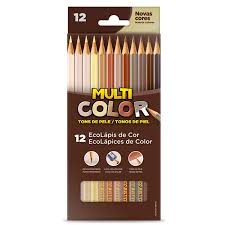 LAPIS DE COR 12 CORES TONS DE PELE  MULTICOLOR