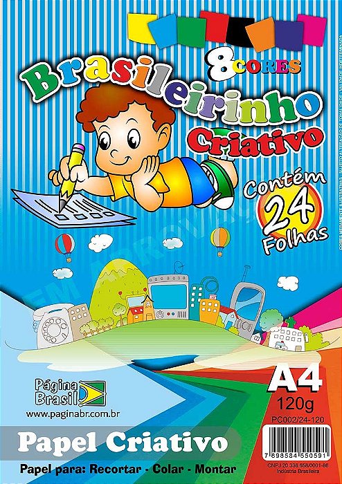 PAPEL CRIATIVO A-4 PAGINA BRASIL 120G C/24FLS