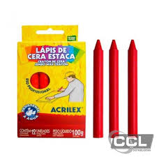 LAPIS DE CERA ESTACA ACRILEX REF.09110 C 507 VERMELHO FOGO CX1CX