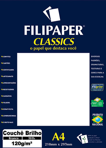 PAPEL COUCHE LASER COATED A4 120g 50FLS FILIPAPER