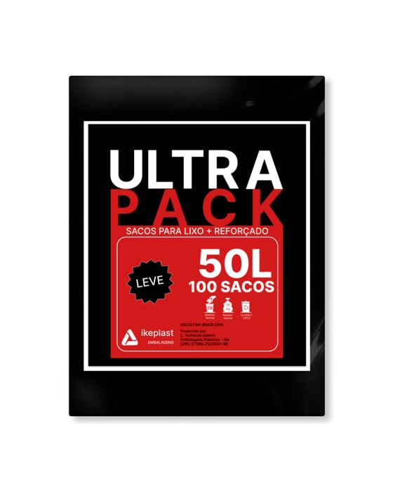 SACO DE LIXO 50L PRETO LEVE 3MC C/100 ULTRA PACK