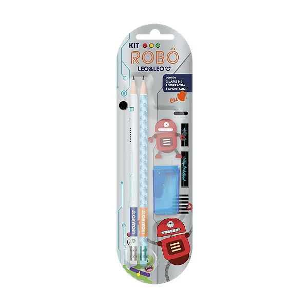 KIT LAPIS GRAFITE LEO E LEO ROBO (APONT./BORRACHA/2 LAPIS)