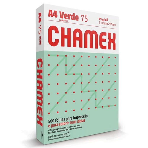 PAPEL SULFITE A4 75G 210 X 297 CHAMEX COLORS VERDE 500FLS