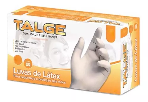 LUVAS DESCARTAVEIS TALGE LATEX COR NATURAL - P DE LATEX C/ PO