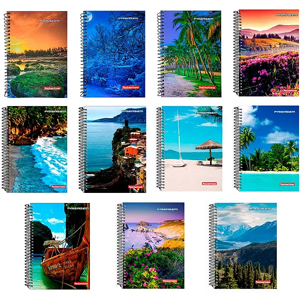 CADERNO 1/4 ESPIRAL CAPA DURA PANAMERICANA PAISAGEM 96FLS