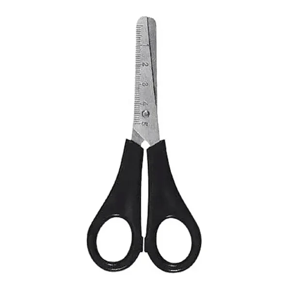 TESOURA ESCOLAR DE AÇO C/ RÉGUA 13CM