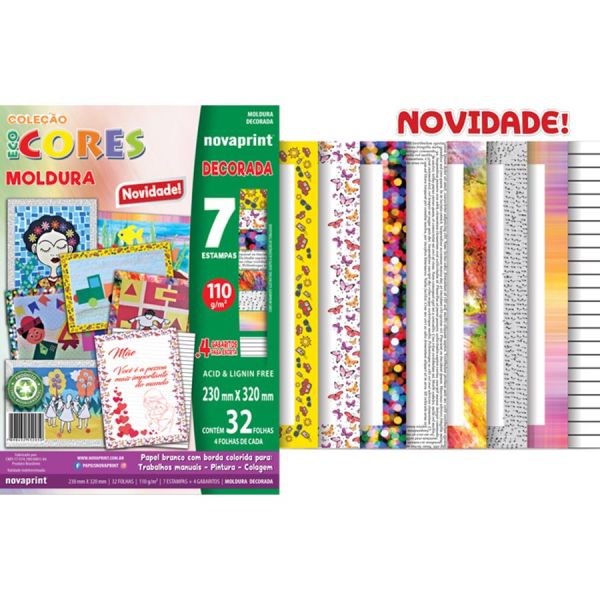 PAPEL ECOCORES MOLDURA DECORADA 230X320MM 110G 32FLS NOVAPRINT