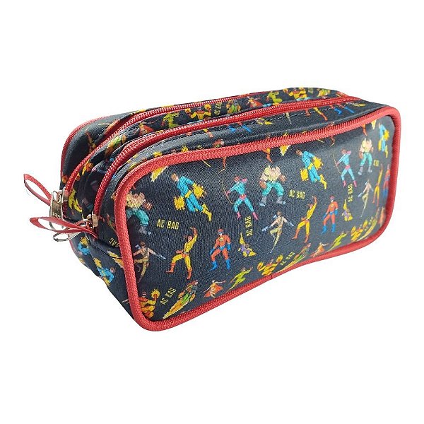ESTOJO ESCOLAR MEDIO C/ 2 ZIPERES HEROIS PT-2Z-1030 AC BAG