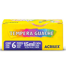 TINTA GUACHE 15 ML ACRILEX C/06 CORES