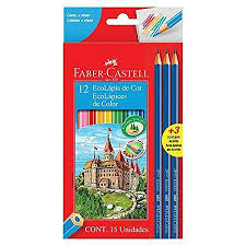 LAPIS DE COR 12 CORES FABER + 3 LAPIS PRETO