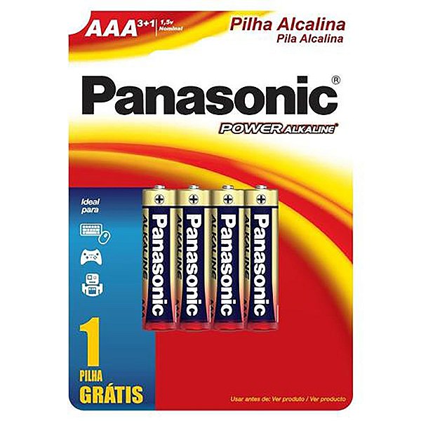 PILHA PEQUENA ALCALINA AA LEVE 4 PAGUE 3 UN LR6XAB/L4P3 PANASONIC