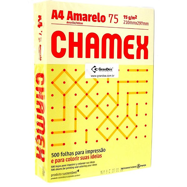 PAPEL SULFITE A4 75G 210 X 297 CHAMEX COLORS AMARELO 500FLS