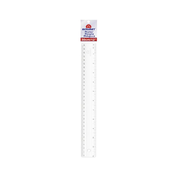 REGUA PLASTICA 30CM ACRIMET INCOLOR 981
