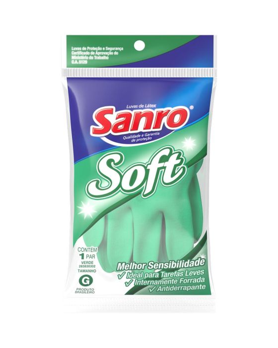 LUVA LATEX MULTIUSO VERDE P SANRO SOFT (CA 5129)