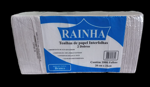 PAPEL INTERFOLHA 20x21 RAINHA 1000 FOLHAS - BRANCO SOFT