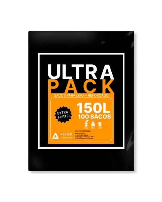 SACO DE LIXO 150L PRETO EXTRAFORTE 7MC C/100 ULTRA PACK