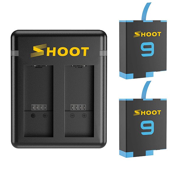 Kit com Carregador Duplo e Duas Baterias para GoPro Hero9 10