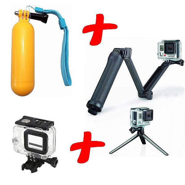 Kit 3Way, Flutuante e Caixa Estanque para GoPro Hero5 6 7