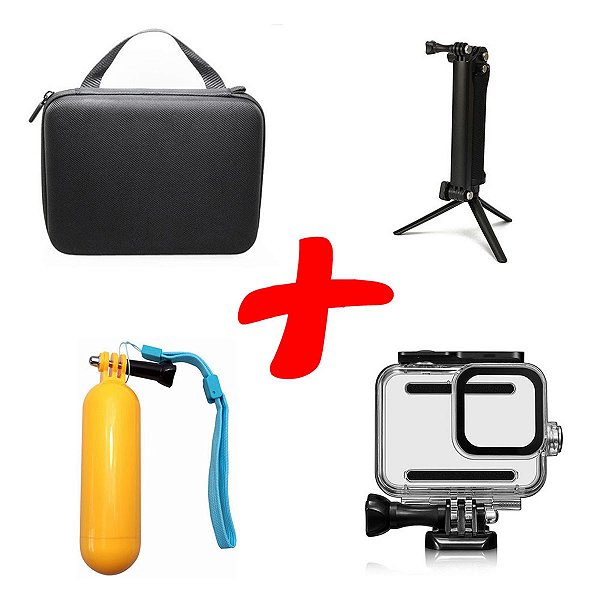 Kit com Maleta, Bastão 3Way, Bastão Flutuante e Caixa Estanque para GoPro HERO8 Black