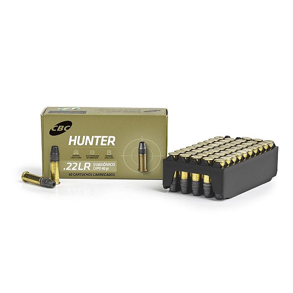 Munição .22LR 50 unidades de Subônica Hunter 40gr