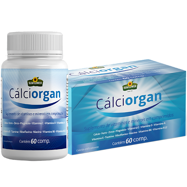 Calciorgan Cálcio Magnésio Vitamina A, Vitamina B, Vitamina C, Vitamina D3 60 Comprimidos Sunflower