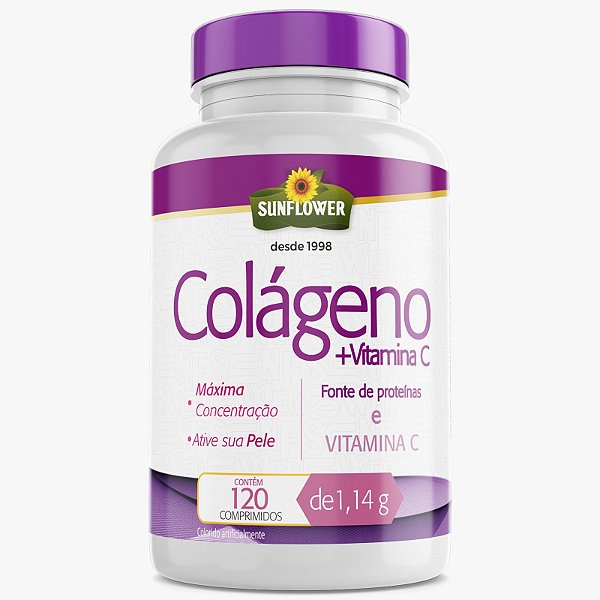 Colágeno Hidrolisado com Vitamina C 1,14 g comprimidos Sunflower
