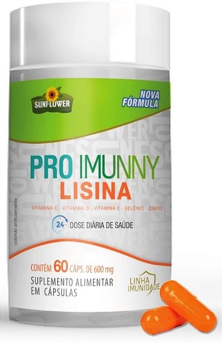 Pro Imunny L-Lisina 600mg 60 Cápsulas de Imunidade Sunflower