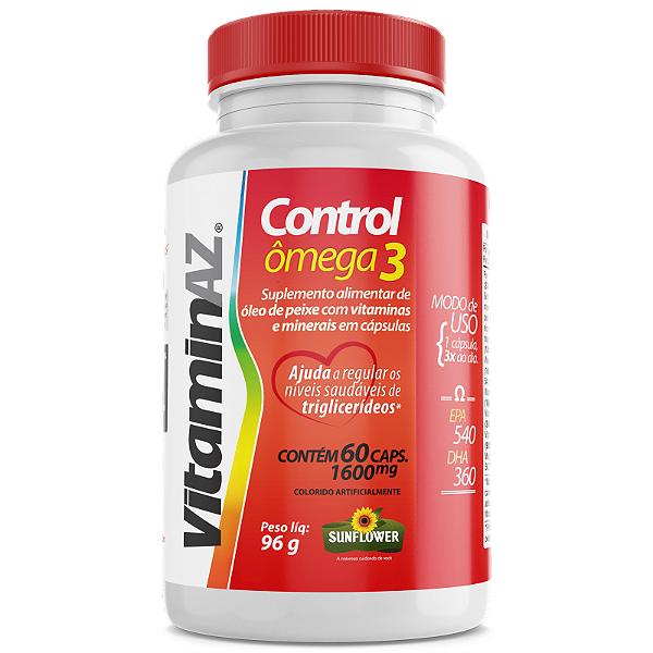 Polivitamínico VitaminAZ Control Ômega 3+Vit 1.6g 60caps Sunflower