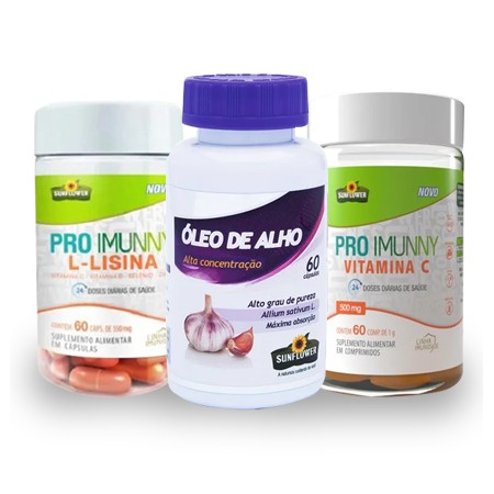 Kit Imunidade - Óleo de Alho, Lisina e Vitamina C