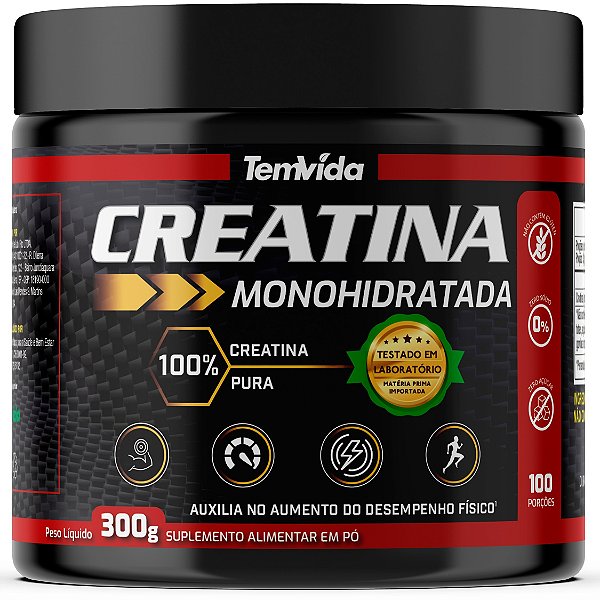 Creatina PURA 300g Natural Tem Vida