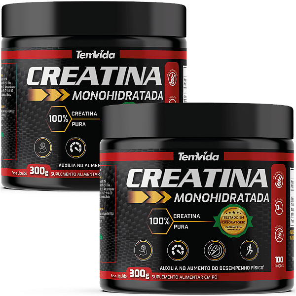 KIT 02 Creatina Monohidratada PURA 300g Natural Tem Vida