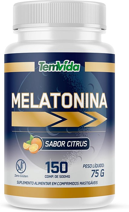 Melatonina Mastigável 150 comprimidos Sabor Citrus - Tem Vida