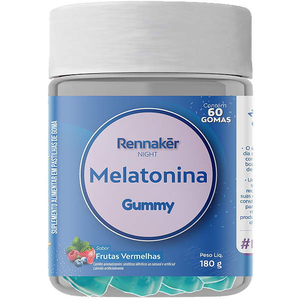 Rennaker Night Melatonina Gummy Frutas Vermelhas 60 Gomas
