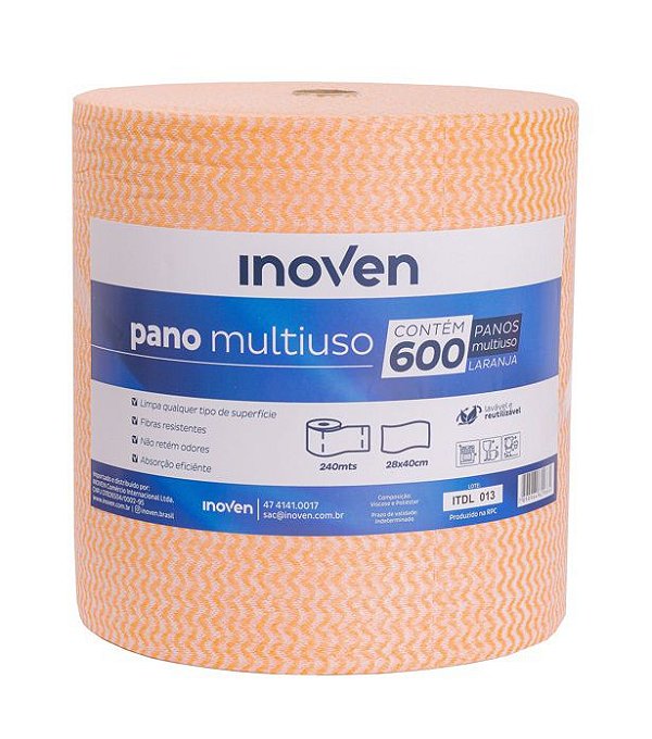 PANO MULTIUSO ROLO 28X240M LARANJA - INOVEN