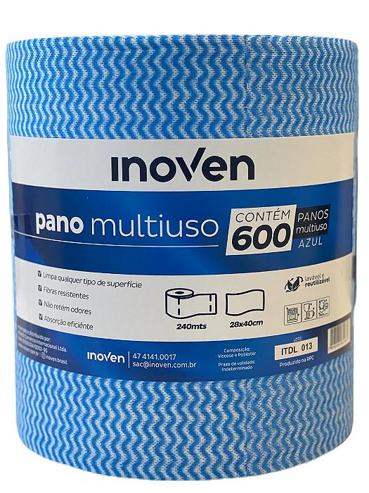 PANO MULTIUSO ROLO 28X240M AZUL - INOVEN