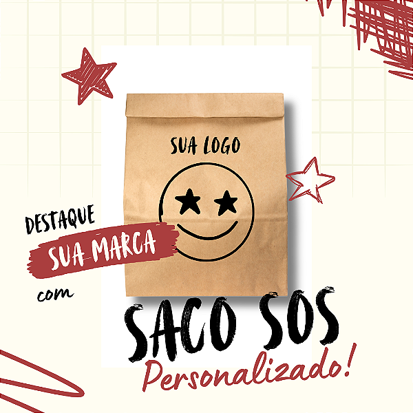 SACO SOS FAST FOOD TAMANHO M C/ 500 UND - PERSONALIZADO  31X20X12
