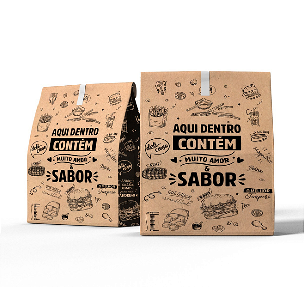 Saco de Papel Kraft Médio Delivery 20x12x30 C/ 100