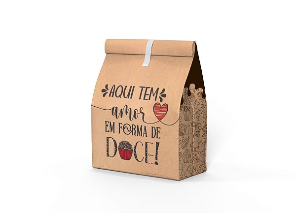SACO DE PAPEL KRAFT SOS PEQUENO PARA DOCES, BOLOS, COOKIES, MUFFINS C/ 100 UND - 28x18x09