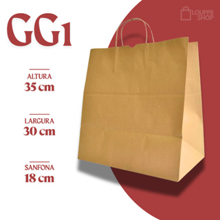 Sacola Papel Kraft Com Alça GG Com 50 unidades lisa
