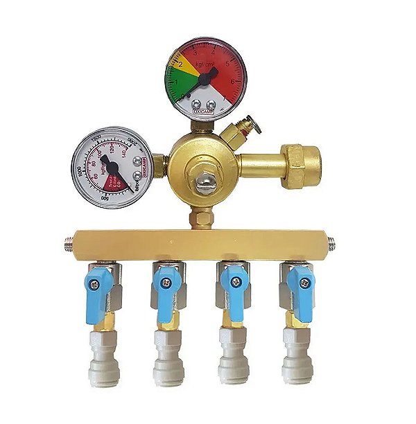 Regulador de Pressão co2 para Chopp 4 Saídas com Engate Rápido