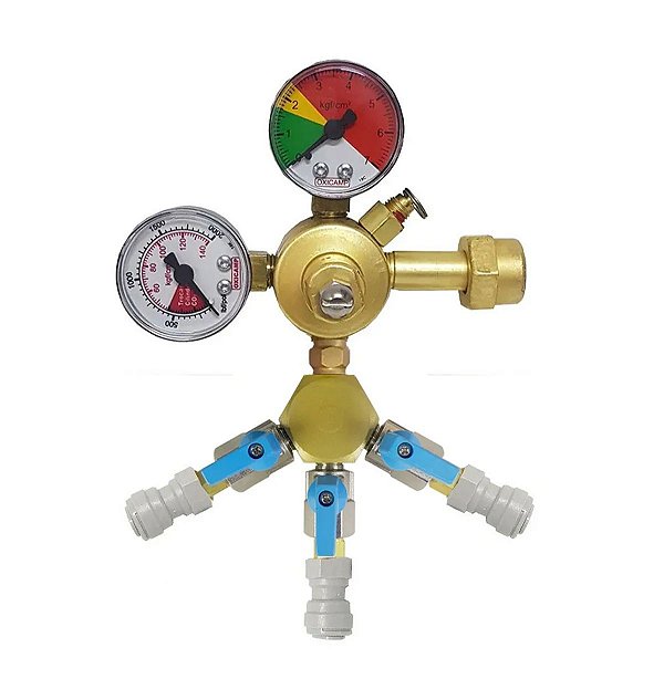 Regulador de Pressão co2 para Chopp 3 Saídas com Engate rápido