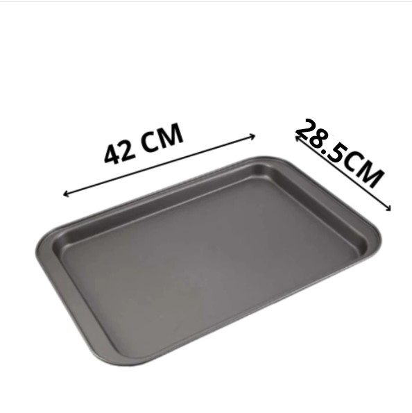 Kit de 1 Assadeiras de Aço Antiaderente Preta Retangular 42x29x5cm + 1 Assadeira de Aço Antiaderente Preta Redonda 32x22x5cm