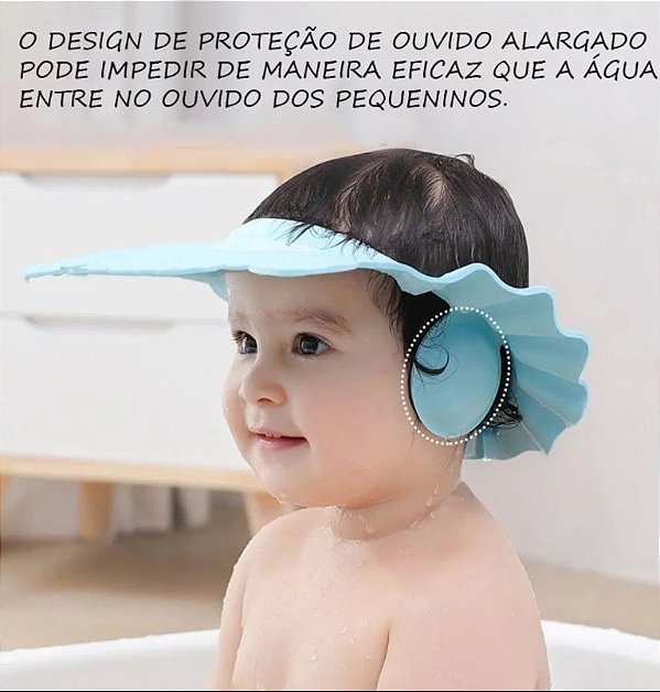 Touca De Banho De Bebê Protetora Olhos E Ouvidos Infantil