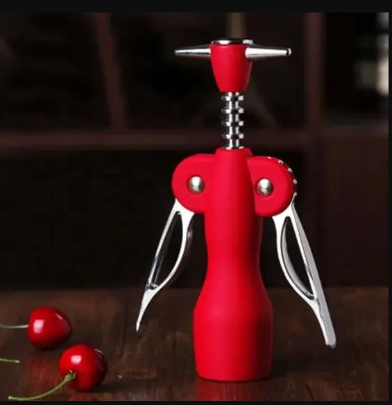 Saca-rolhas Vermelho 19 cm Emborrachado Manual